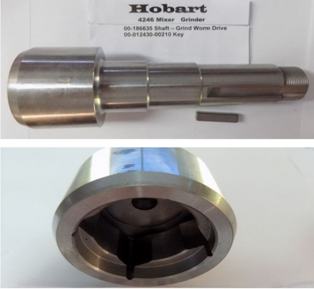 Worm Drive Shaft & Key For Hobart 4246 Mixer Grinder Replaces 00-186635